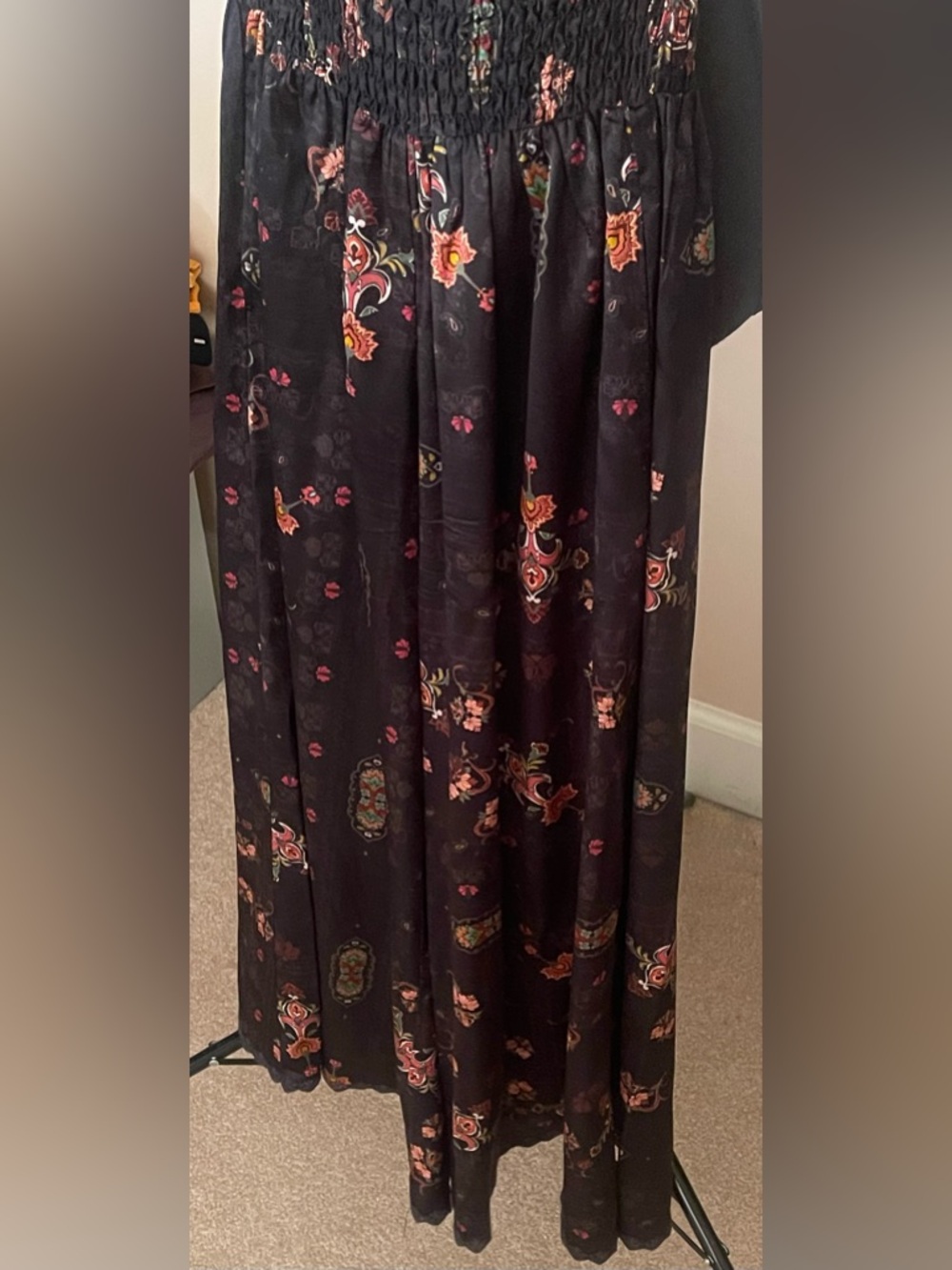 NWOT Johnny Was Silk Manning Pant. Black with delicate floral blossoms. Size XS - Picture 2 of 5